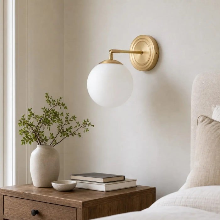Lámpara de pared de cristal ondulado y color oro lechoso HL4209