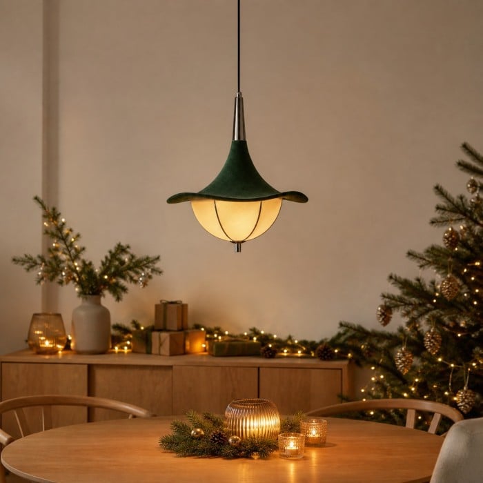 Suspension en tissu vert pour salle à manger HL4378