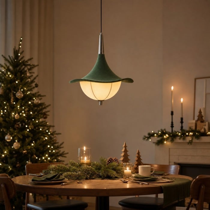 Suspension en tissu vert pour salle à manger HL4378
