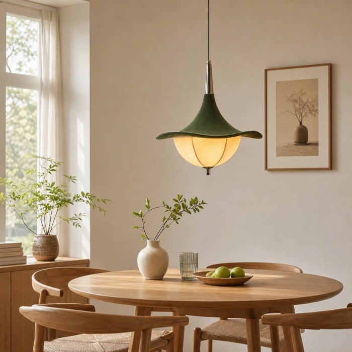 Suspension en tissu vert pour salle à manger HL4378