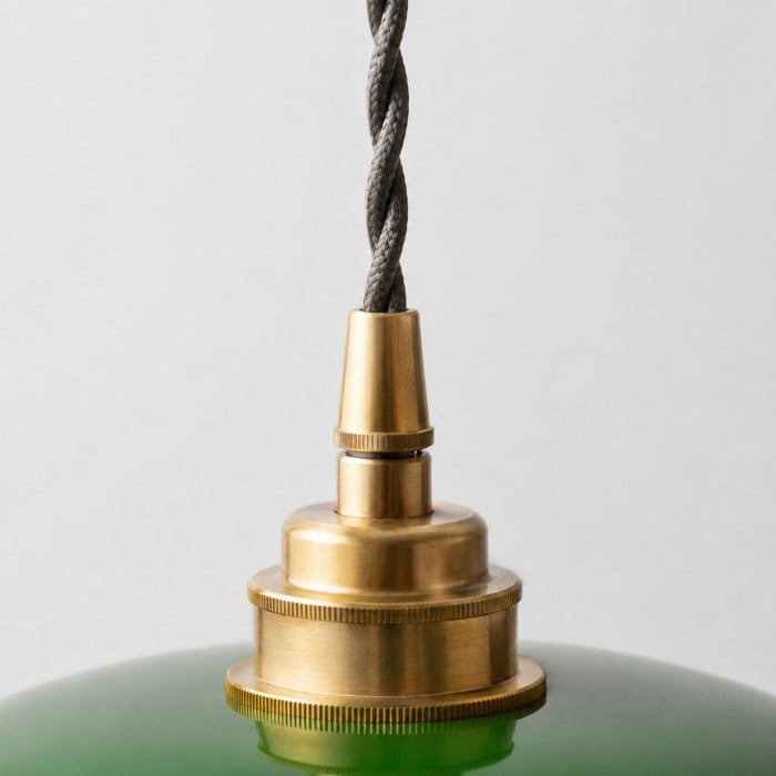Groene glazen hanglamp met warm metalen beslag HL4509