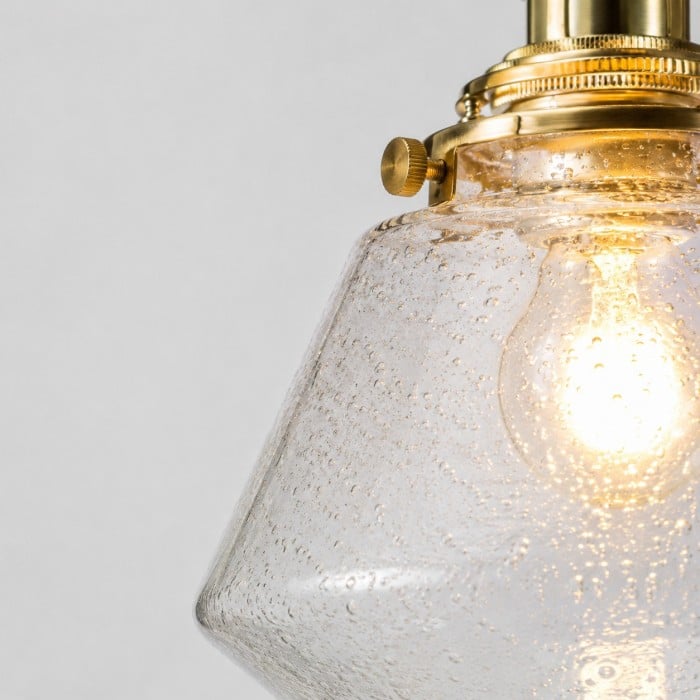 Handgeblazen bubbelglas hanglamp van messing HL4539