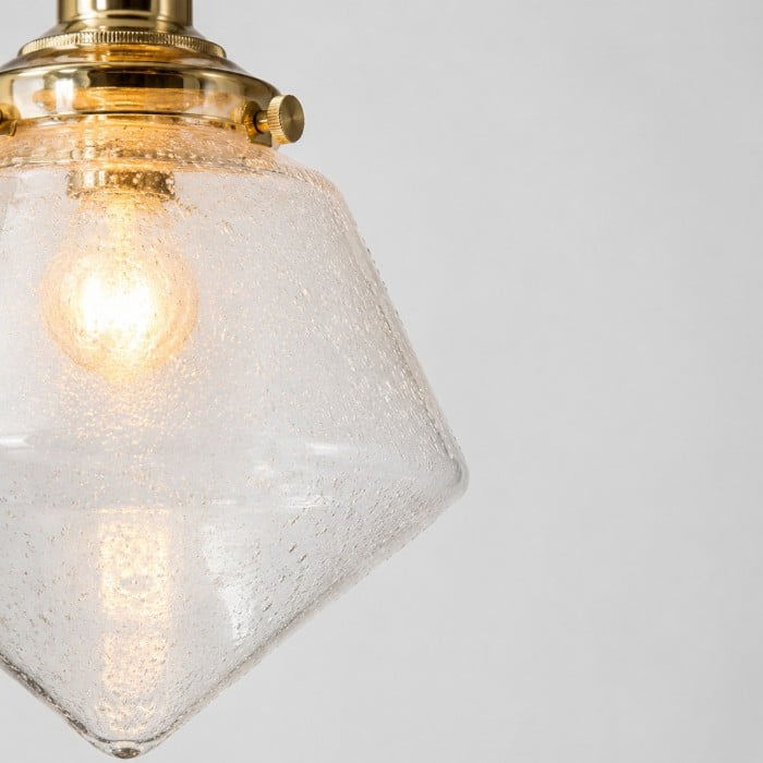 Handgeblazen bubbelglas hanglamp van messing HL4539