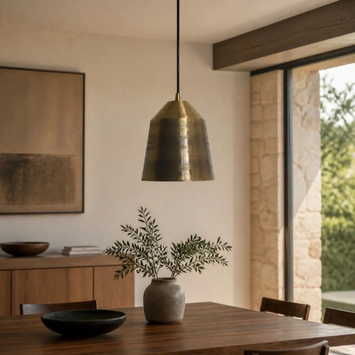 Handgesneden messing hanglamp HL4238