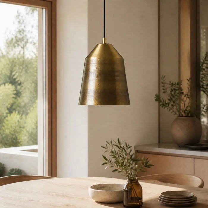 Handgesneden messing hanglamp HL4238