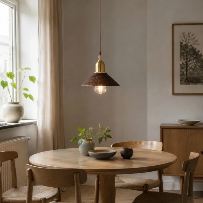 Handgesneden hanglamp van massief hout HL4492