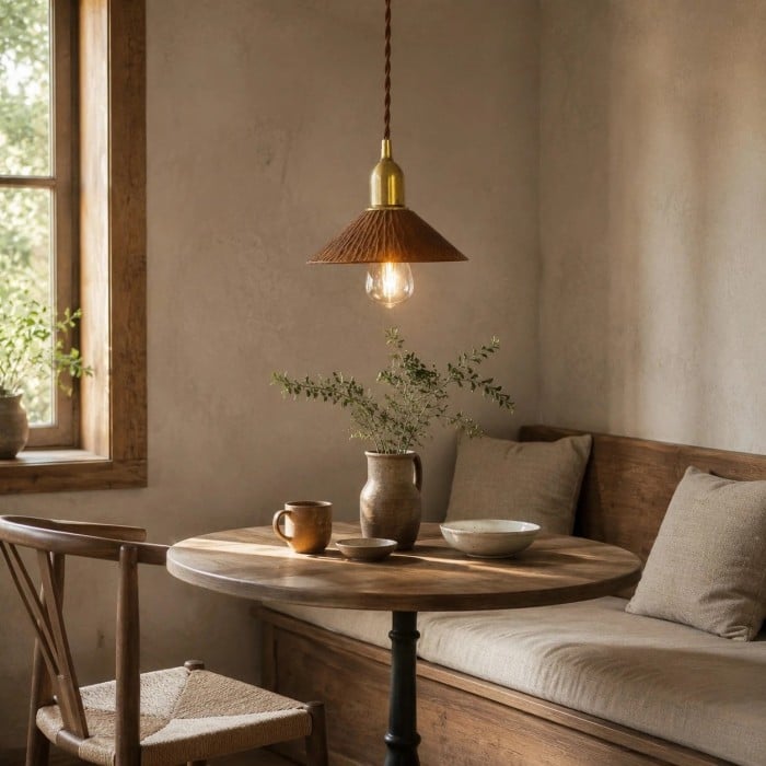 Handgesneden hanglamp van massief hout HL4492