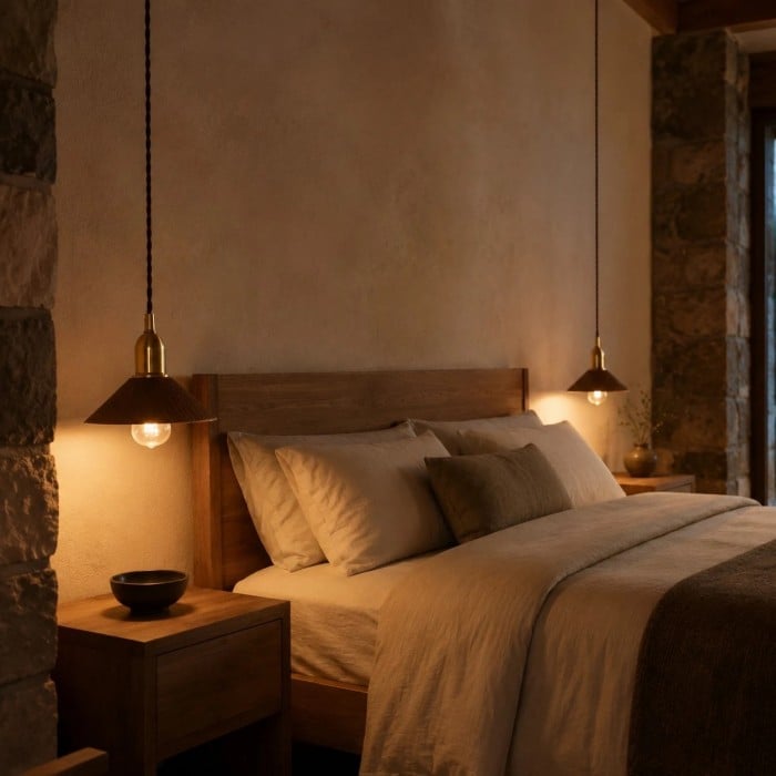 Handgesneden hanglamp van massief hout HL4492