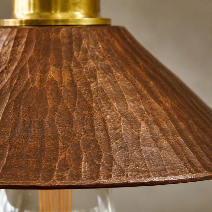 Handgesneden hanglamp van massief hout HL4492