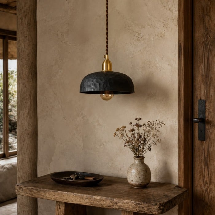 Handgesneden Wabi-Sabi houten hanglamp HL4558