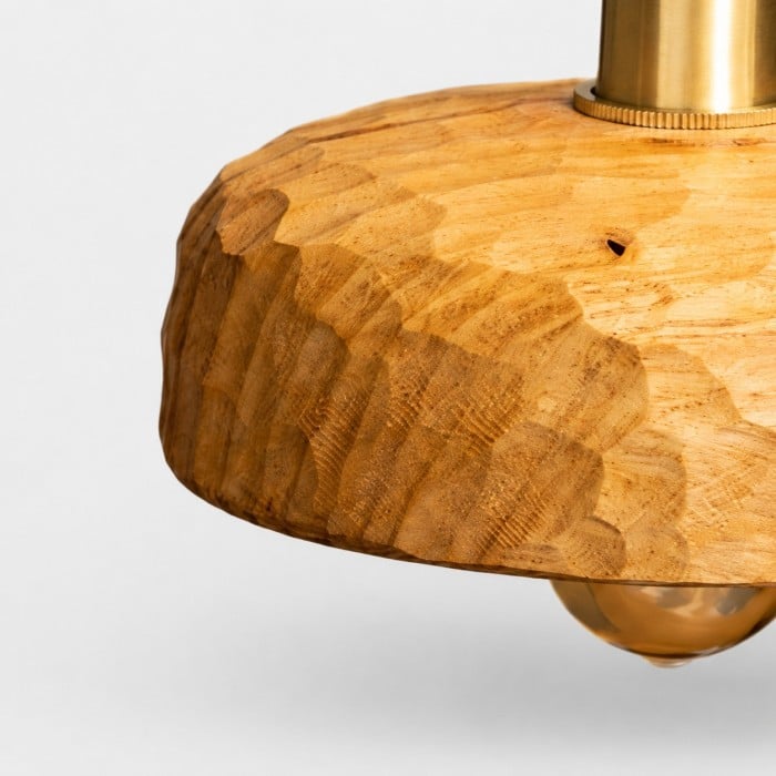 Handgesneden Wabi-Sabi houten hanglamp HL4558