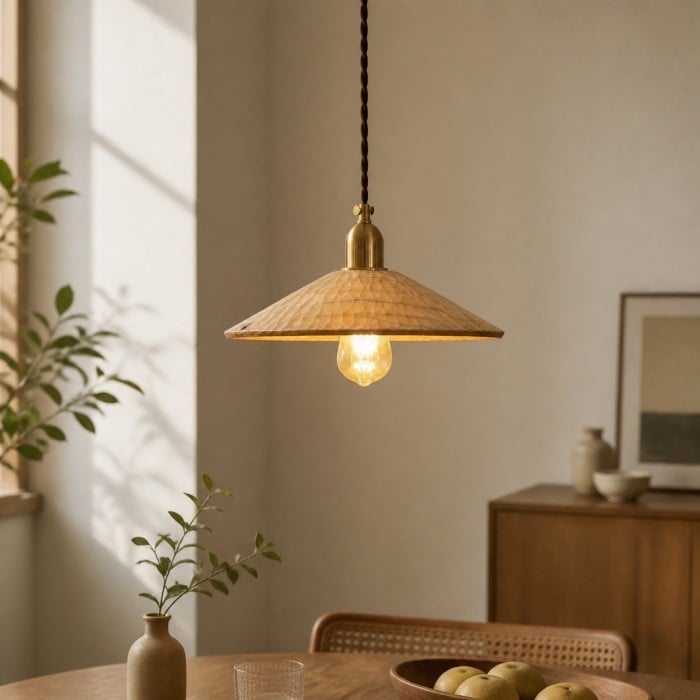 Handgesneden houten hanglamp voor eetkamers HL4580
