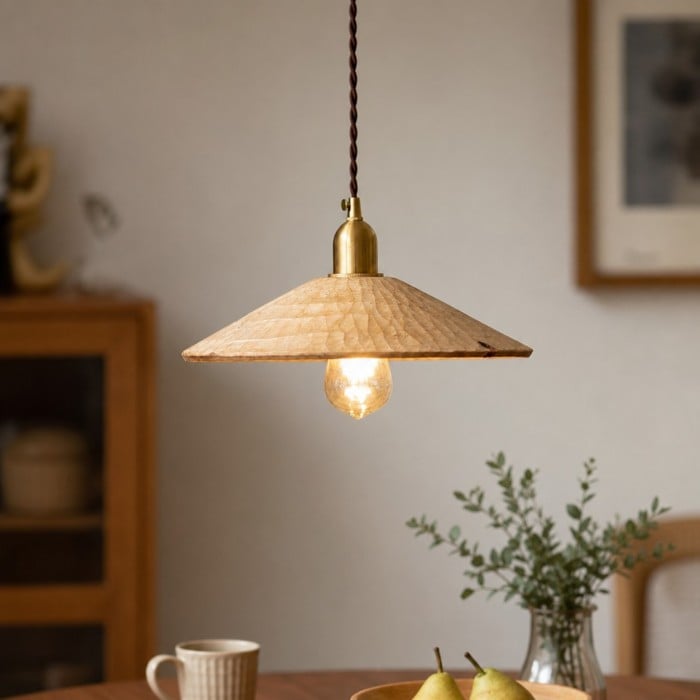 Handgesneden houten hanglamp voor eetkamers HL4580