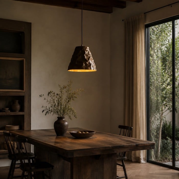 Handgehamerde messing hanglamp voor eetkamers HL4532