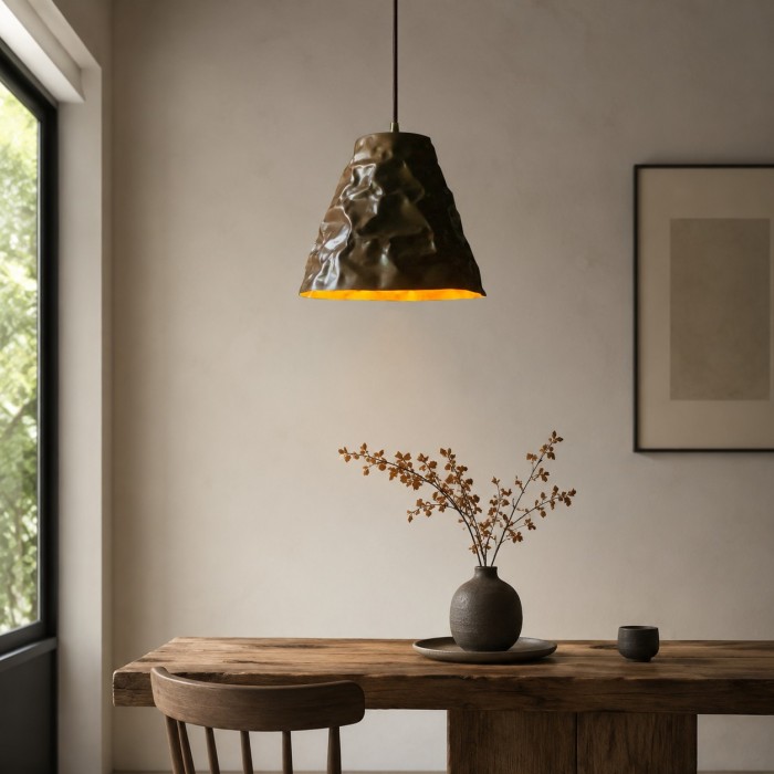 Handgehamerde messing hanglamp voor eetkamers HL4532