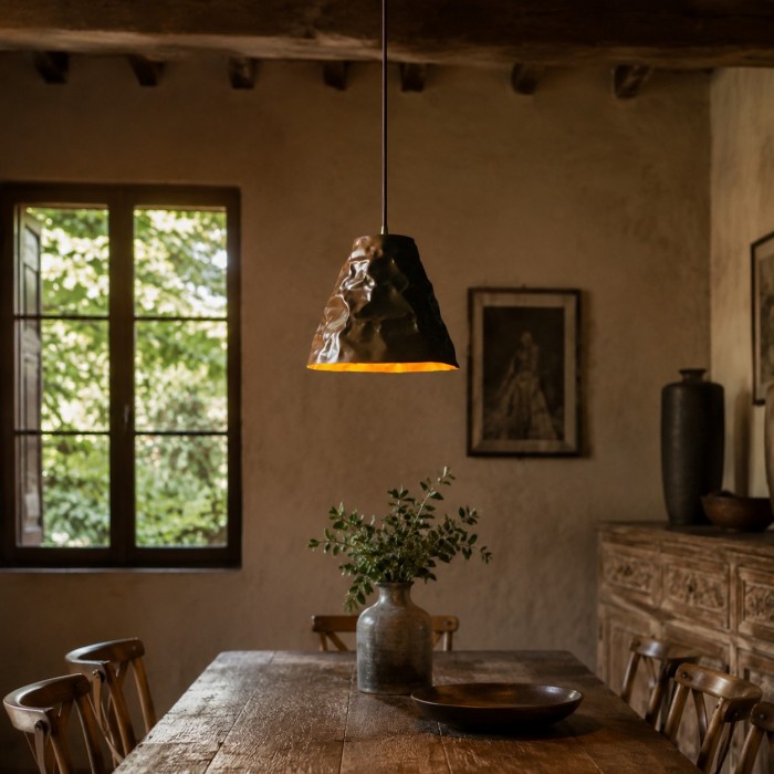 Handgehamerde messing hanglamp voor eetkamers HL4532