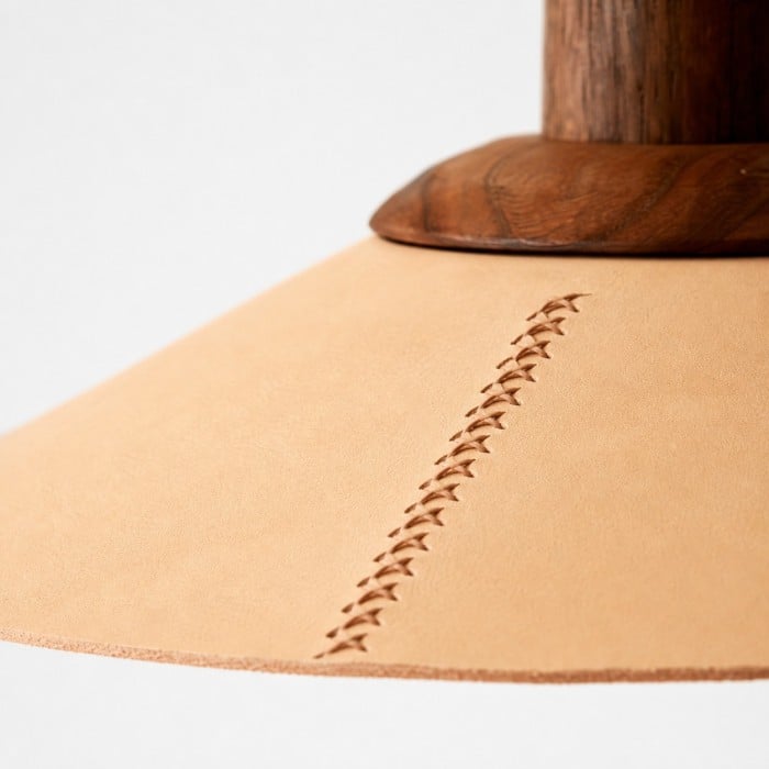 Hand-Stitched Leather and Wood Pendant Light HL4500