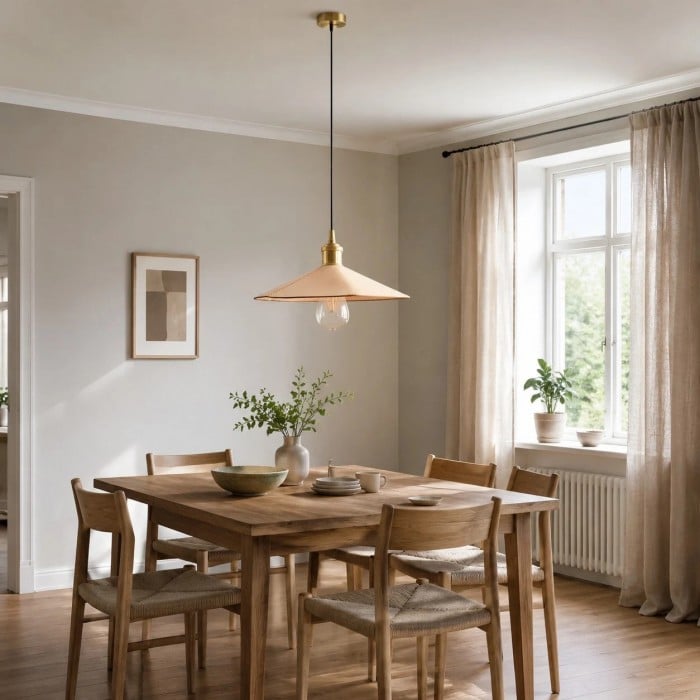 Hand-Stitched Leather Cone Pendant Light HL4561