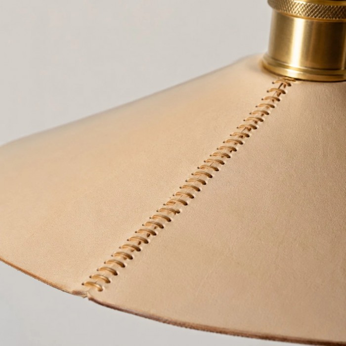 Hand-Stitched Leather Cone Pendant Light HL4561