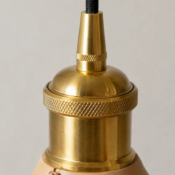 Hand-Stitched Leather Cone Pendant Light HL4561
