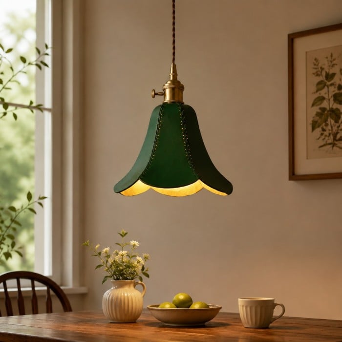 Hand-Stitched Leather Petal Pendant Light HL4570