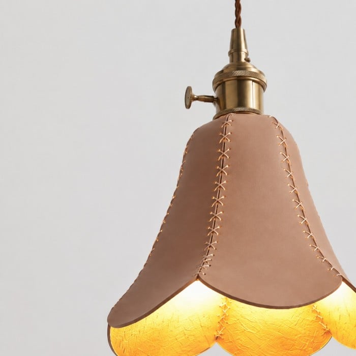 Hand-Stitched Leather Petal Pendant Light HL4570