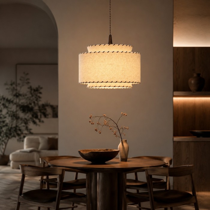 Hand-Stitched Linen Pendant Light HL4530
