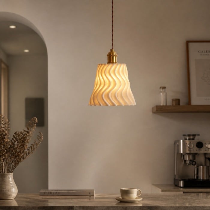 Handcrafted Ceramic Pendant Lamp with Brass Fitting HL4371