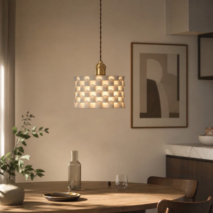 Handcrafted Ceramic Pendant Lamp with Brass Fitting HL4371