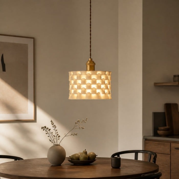 Handcrafted Ceramic Pendant Lamp with Brass Fitting HL4371