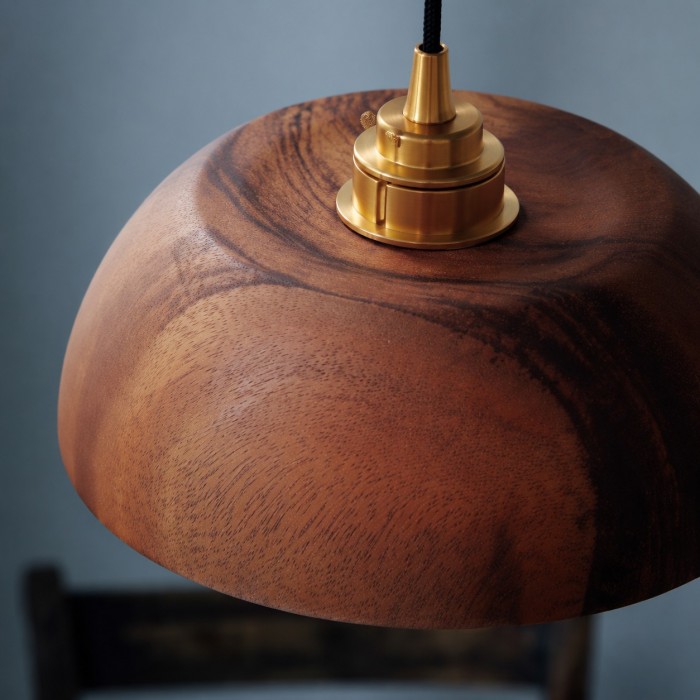 Handcrafted Walnut Wood Dome Pendant Light HL4583