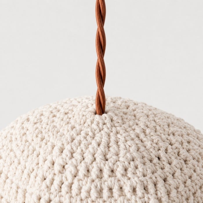 Handwoven Globe Pendant Light in Ivory and Caramel HL4467