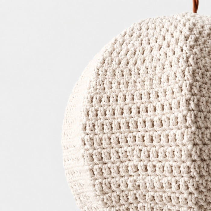 Handwoven Globe Pendant Light in Ivory and Caramel HL4467