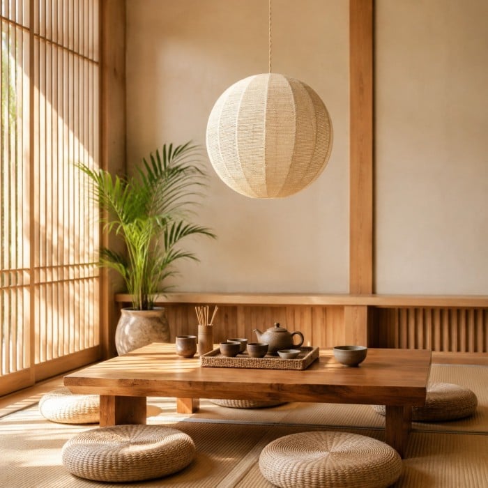 Handwoven Globe Pendant Light with Wood Canopy HL4410