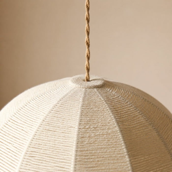 Handwoven Globe Pendant Light with Wood Canopy HL4410
