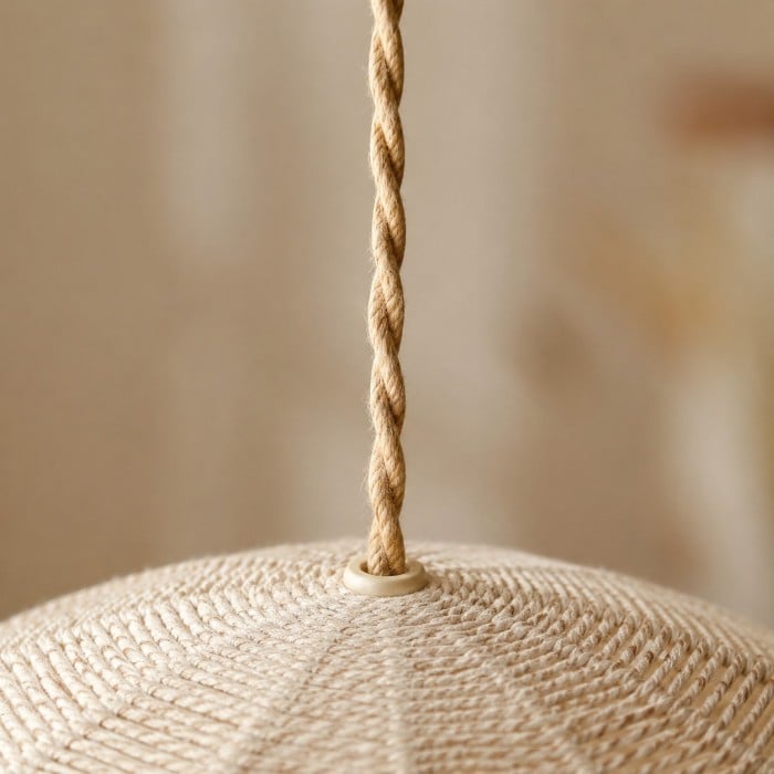 Handwoven Globe Pendant Light with Wood Canopy HL4410