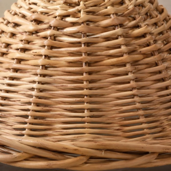 Handgeweven rotan tafellamp met gebogen metalen frame HL4437
