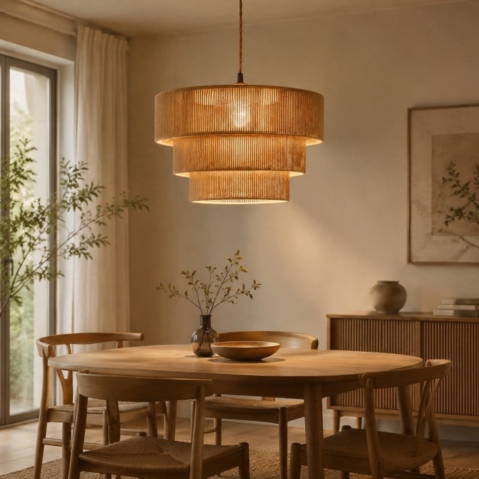 Handgewebte Wabi-Sabi-Stufenpendelleuchte HL4424