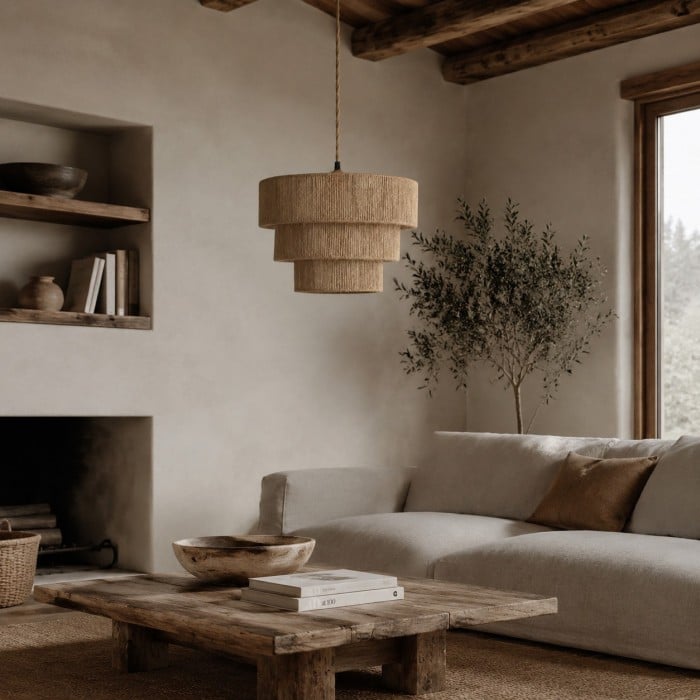 Handgewebte Wabi-Sabi-Stufenpendelleuchte HL4424