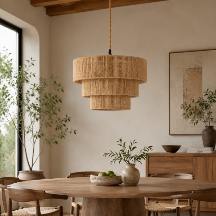 Handgewebte Wabi-Sabi-Stufenpendelleuchte HL4424