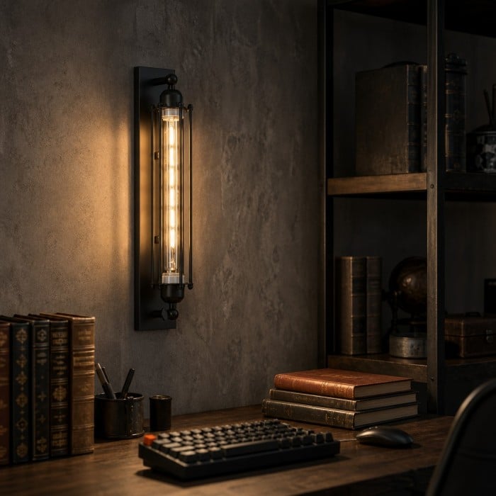 Industrial Tube Glass Wall Sconce HL4311
