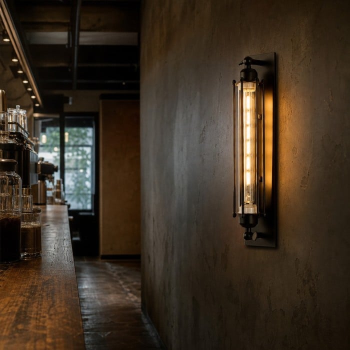 Industrial Tube Glass Wall Sconce HL4311