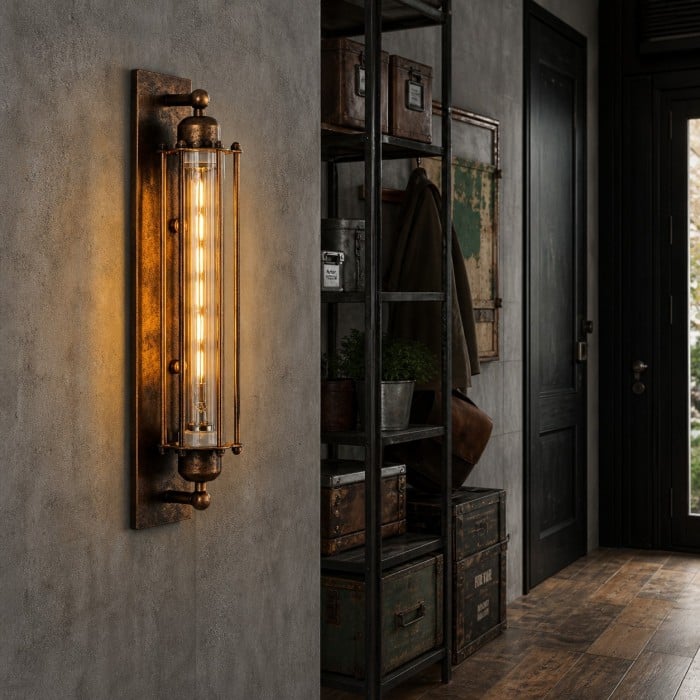 Industrial Tube Glass Wall Sconce HL4311