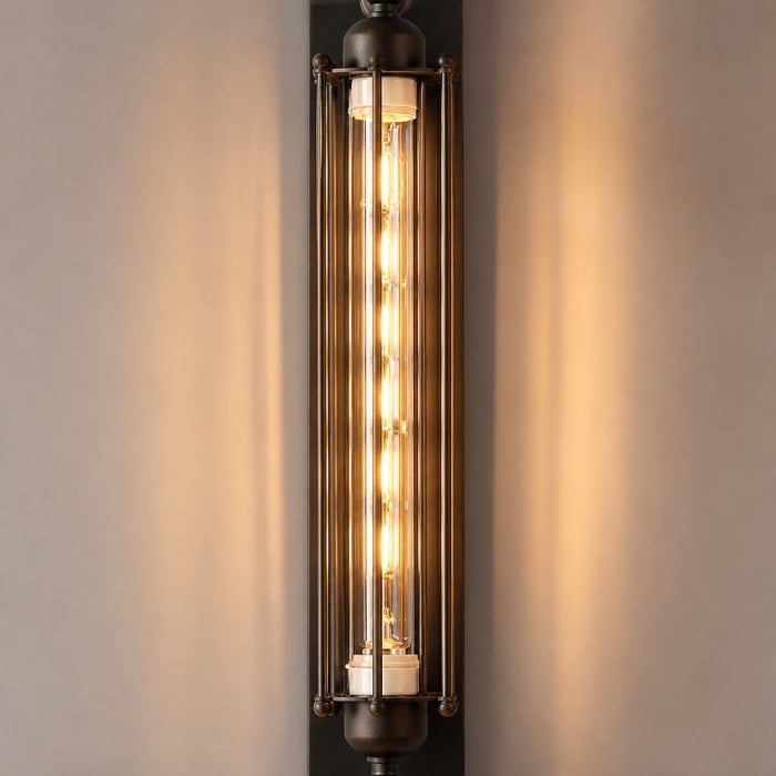 Industrial Tube Glass Wall Sconce HL4311