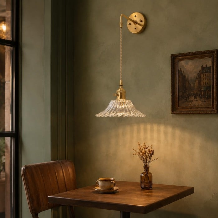 Japanse messing glazen wandlamp HL4502