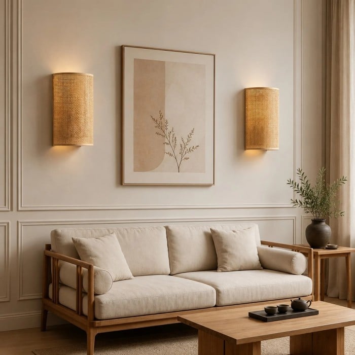 Japanse rotan wandlamp HL4546