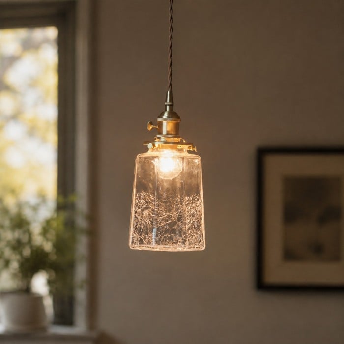 Japanse vintage hanglamp van craqueléglas HL4565