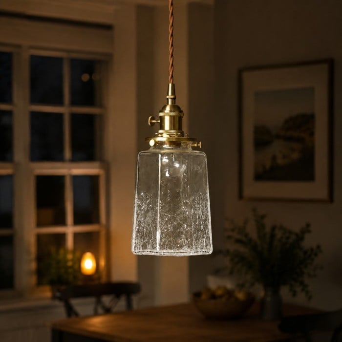 Japanse vintage hanglamp van craqueléglas HL4565