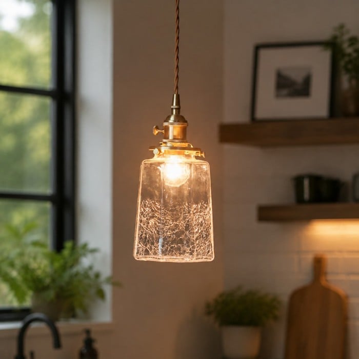 Japanse vintage hanglamp van craqueléglas HL4565