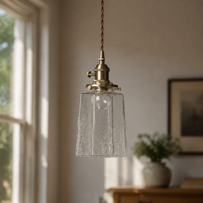 Japanse vintage hanglamp van craqueléglas HL4565